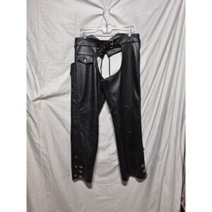 Wilson Leather ChapsBlack Motorcyle Riding Gear Adjustable Large Hardly Worn..